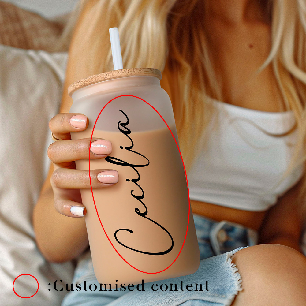 Coffee Tea Font - Bicchiere in Vetro con Coperchio in