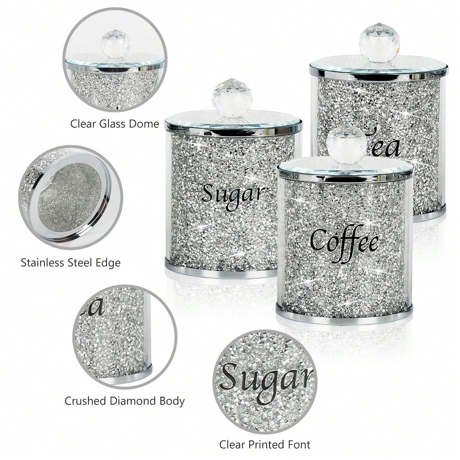 Coffee Tea Sugar Canister Set - Set di contenitori per caffè, zucchero