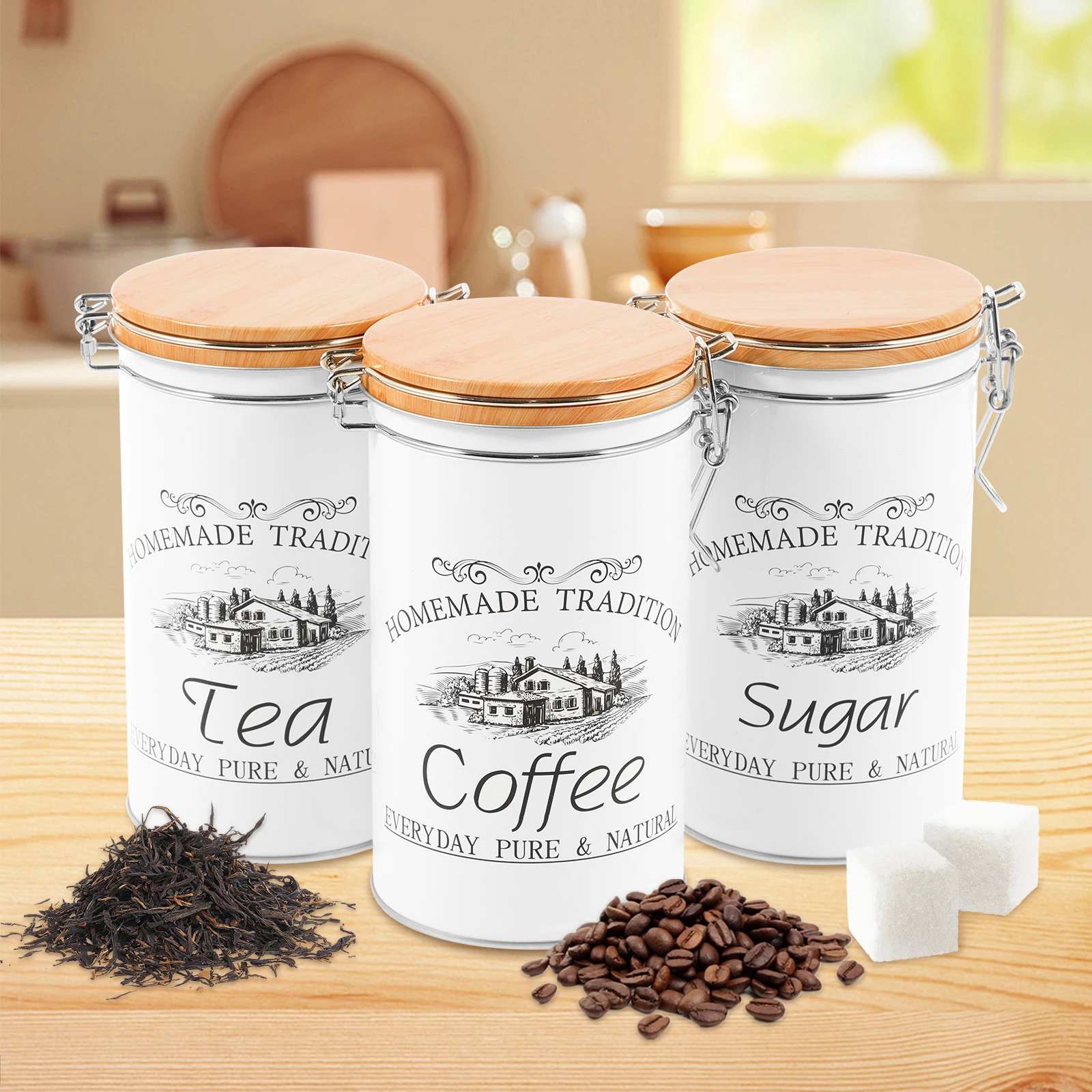 3 pz/set tè caffè contenitori  - Coffee Tea Sugar Canister Set recensione e prezzo