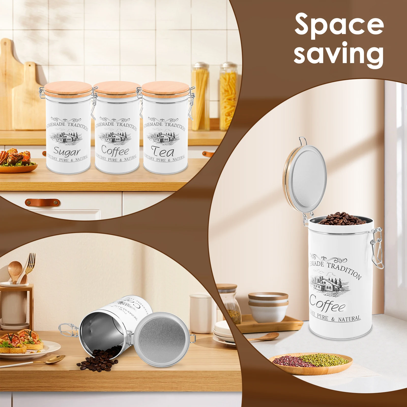 3 pz/set tè caffè contenitori  - Coffee Tea Sugar Canister Set recensione e prezzo