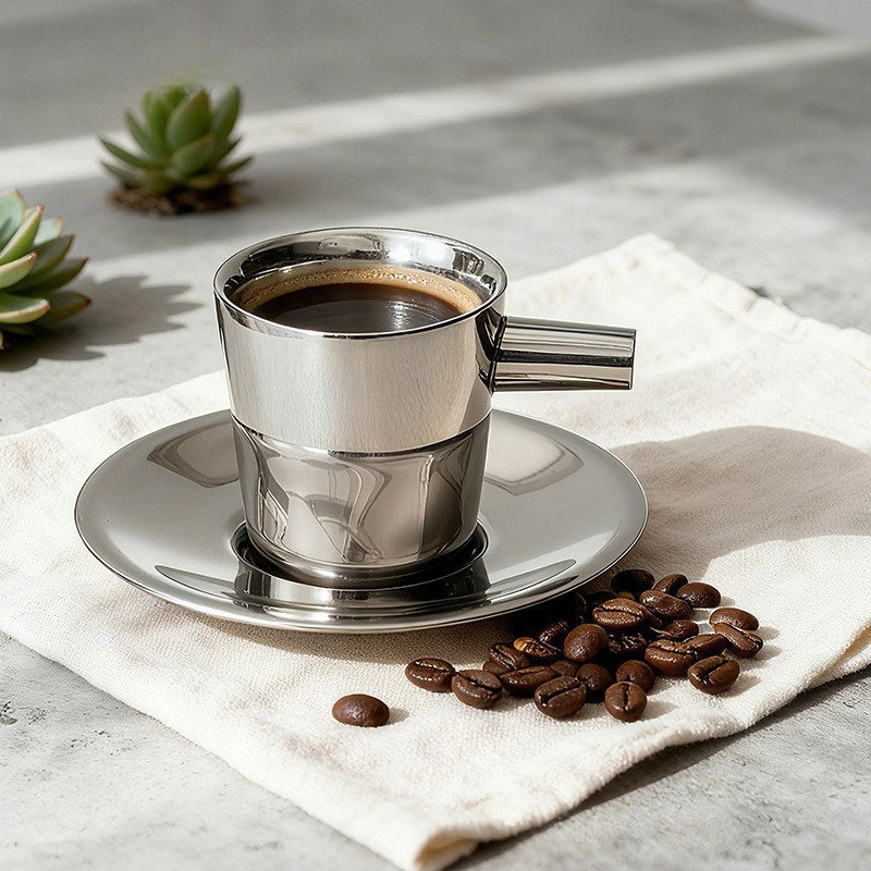 Set di 2 Tazze da Caffè in Acc - Espresso Cup Saucer recensione e prezzo