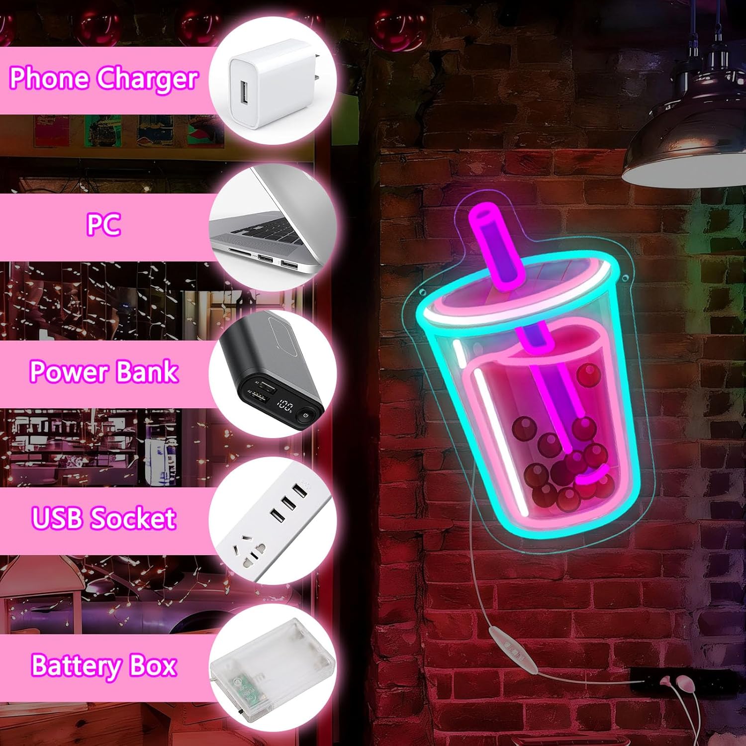 Insegna al Neon Bubble Tea, Lu - Coffee Tea Neon Sign recensione e prezzo